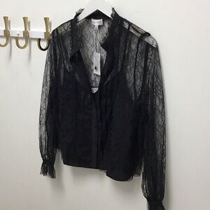 Lucy Paris Sheer Black Lace Blouse